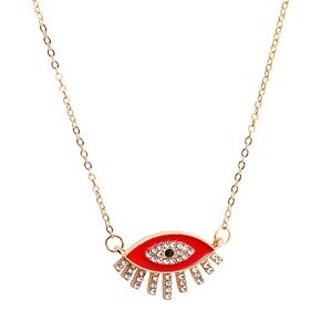 Gold and Red Eye Pendant Necklace
